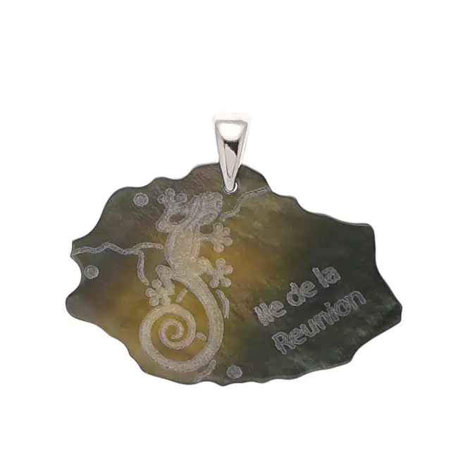 Mother of pearl engraving on soft material for jewelry inlay